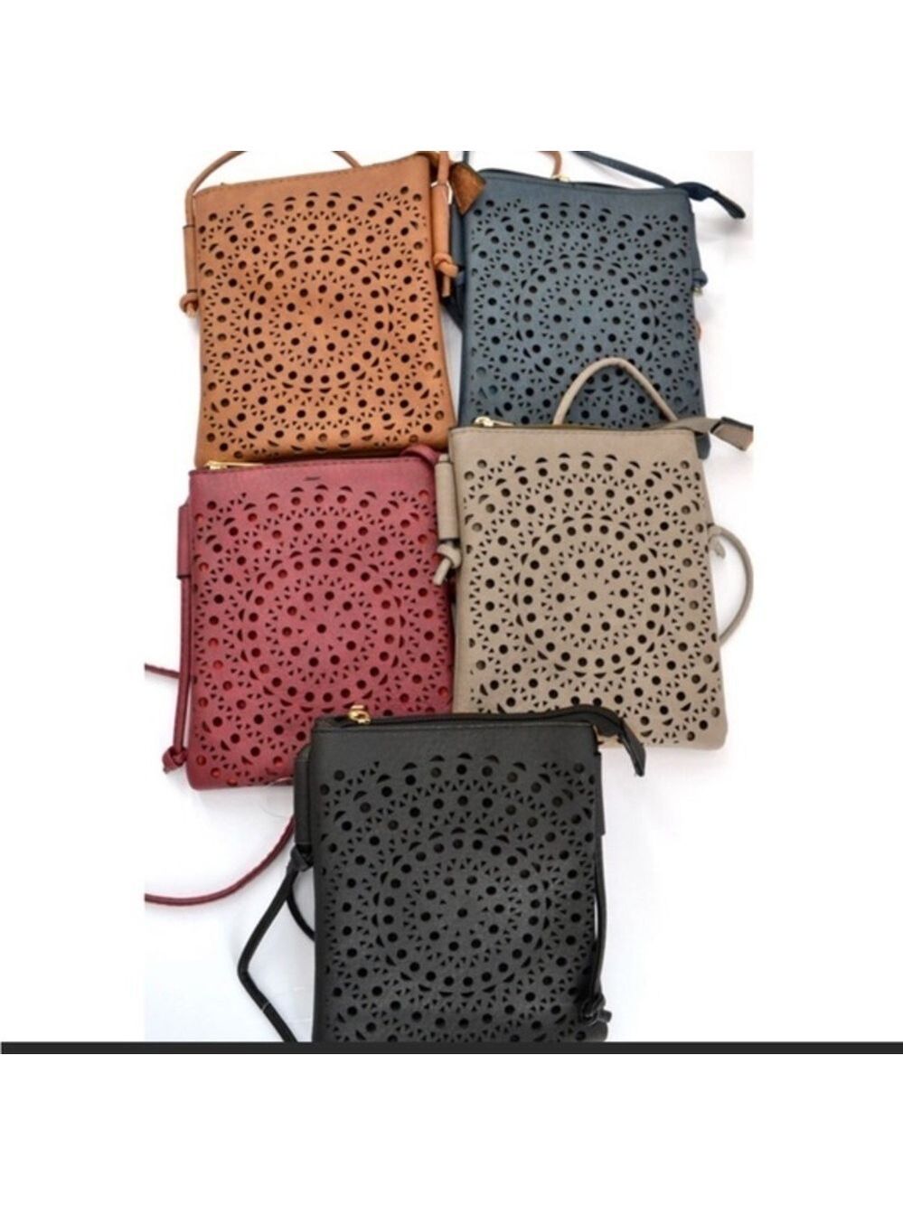 Vegan Leather Mini Crossbody Bag Black Grey